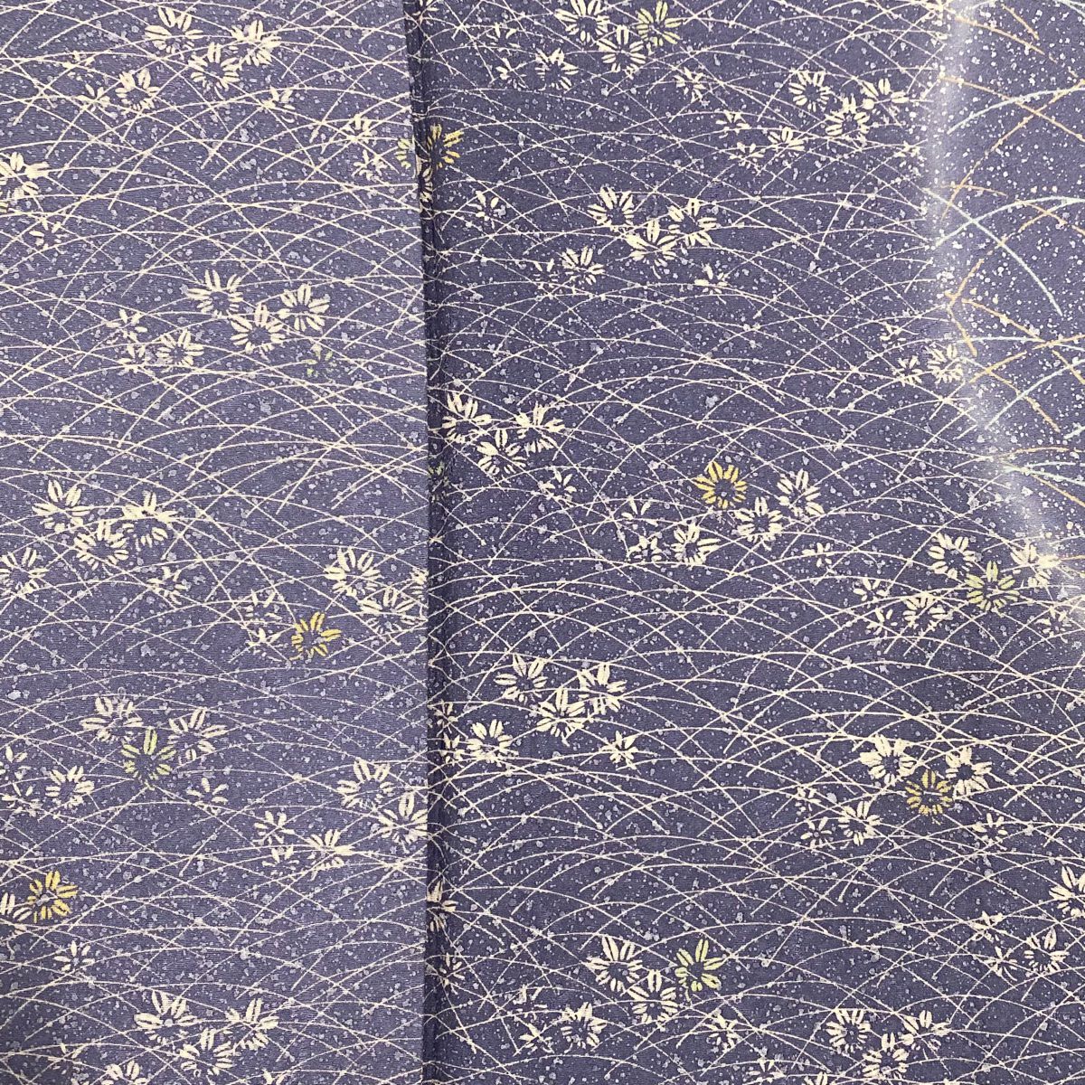 【庫存清倉】訪問服 身長162cm 袖長63cm S 雙層 附有落款 草花紋紋 芝色 漸層 青灰 純蠶絲 美品 秀品級