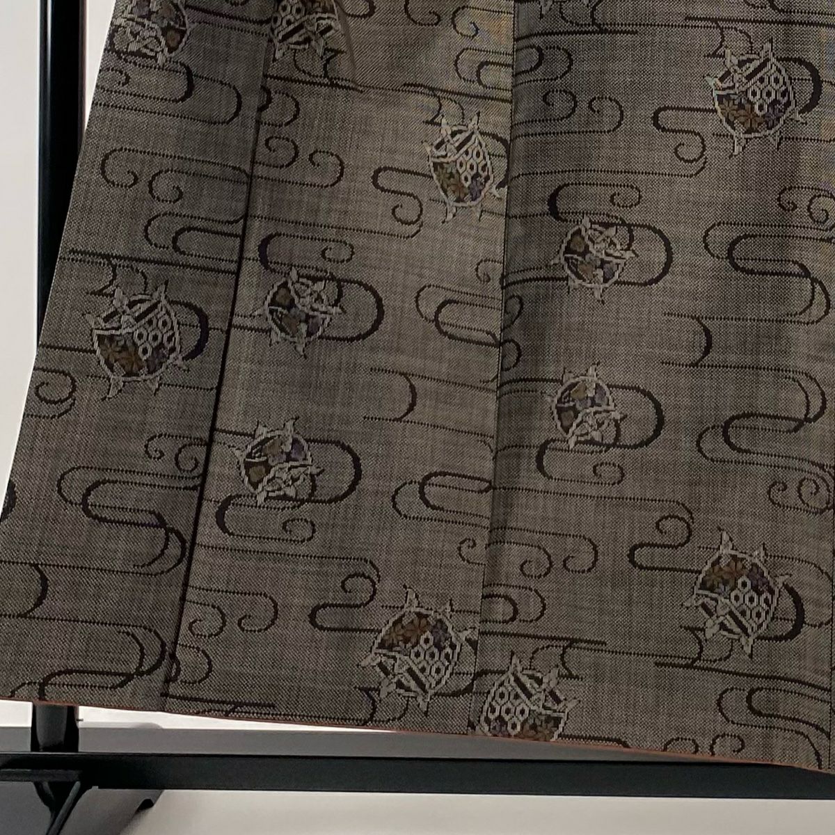 【庫存清倉】 紬織 身長155cm 袖長65cm M 雙層 線卷 流水 焦茶 純蠶絲 美品 秀品級
