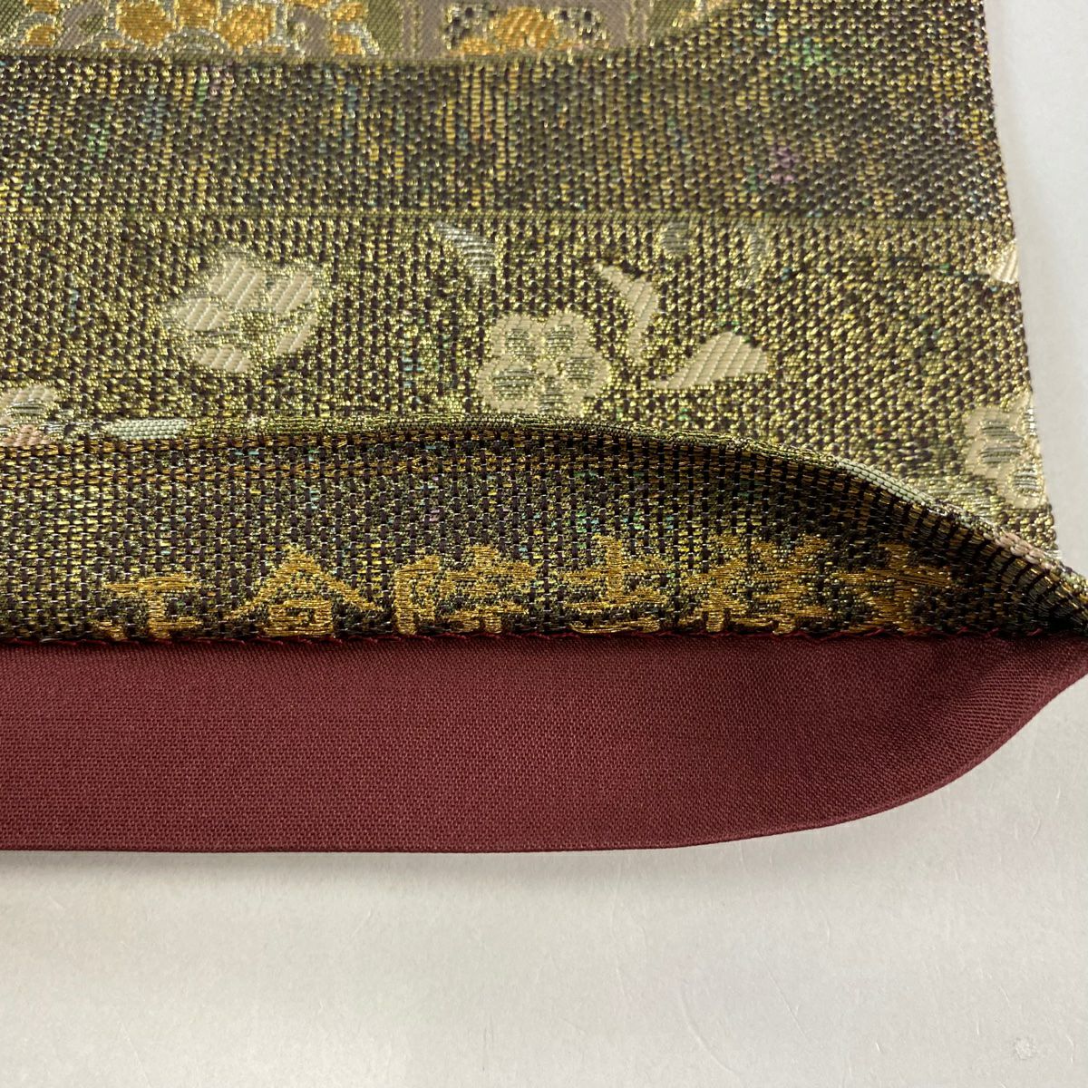 【美品】 袋帶 名品級 正倉院吉祥紋 花喰鳥 金銀線 金金箔 金茶 六通 純蠶絲