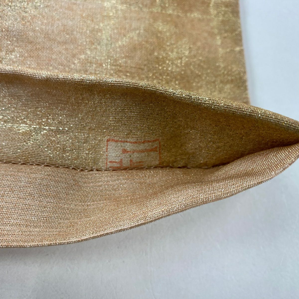 【庫存清倉】 袋帶 名品級 菊花 蝶 金銀彩 螺鈿 鮭粉色 大鼓圖案 純蠶絲