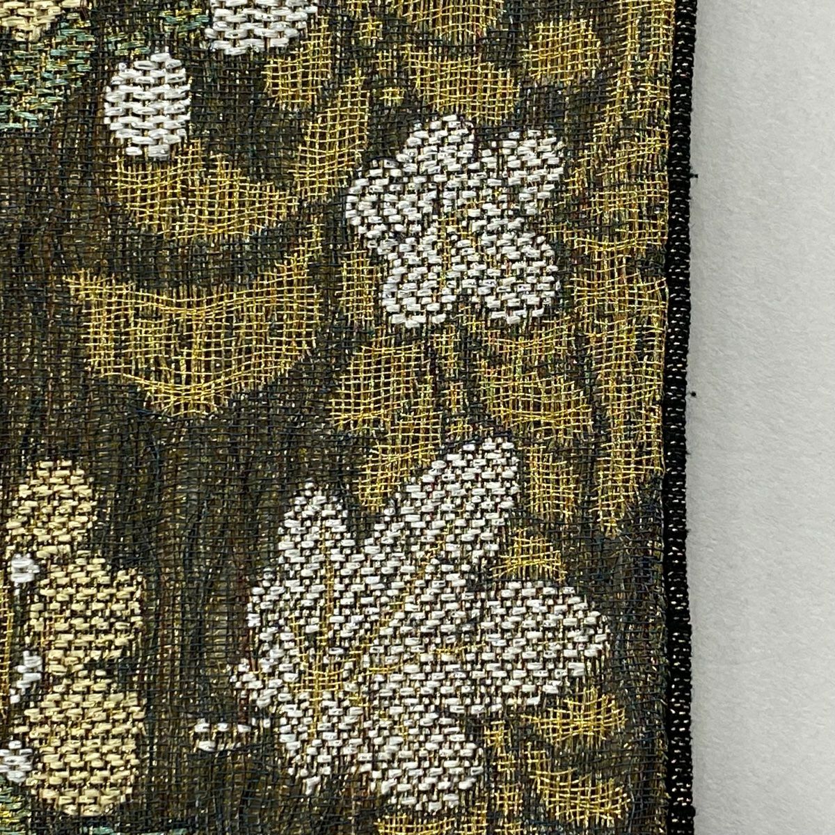 袋帶 優品級 草花紋 金絲 拉麵絲 黑灰 六通 純蠶絲