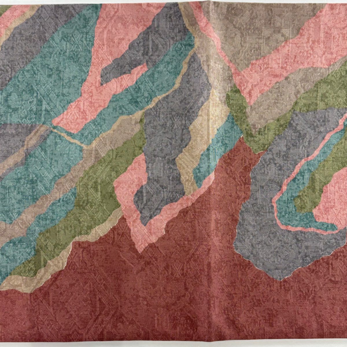 【美品】 袋帶 名古屋帶 秀品級 幾何圖案 紅紫 純蠶絲