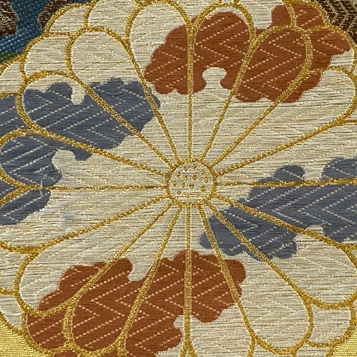 【庫存清倉】 袋帶 名品級 鳳凰 菱 金金箔 唐織 金色 六通 純蠶絲