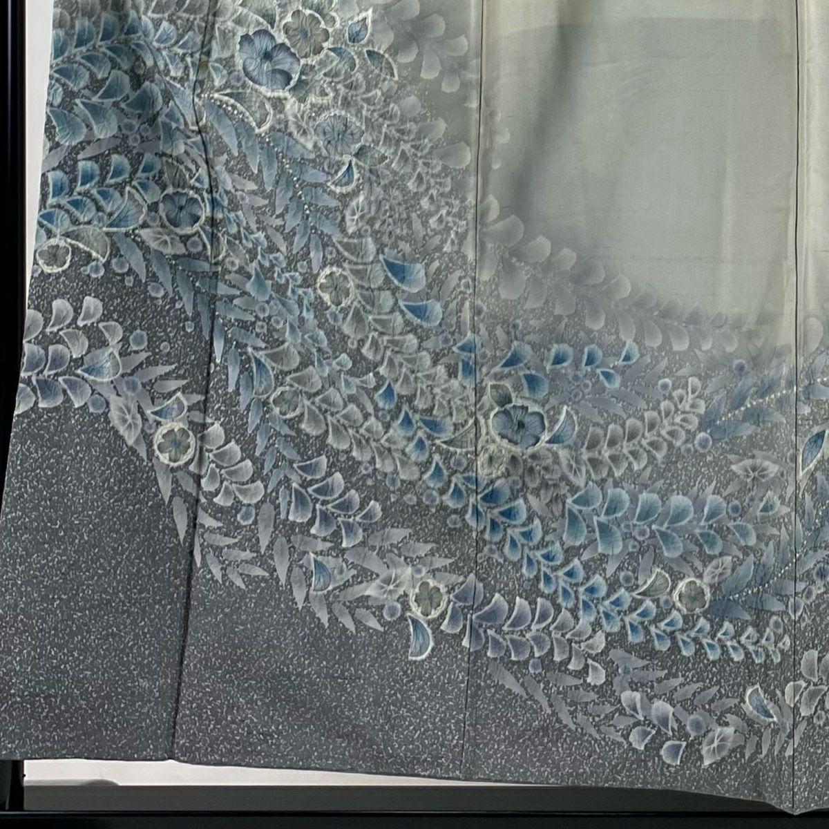 【庫存清倉】訪問服 身長155cm 袖長64.5cm M 雙層 紬織織 落款あり 辻花染 漸層 灰色 純蠶絲 名品級