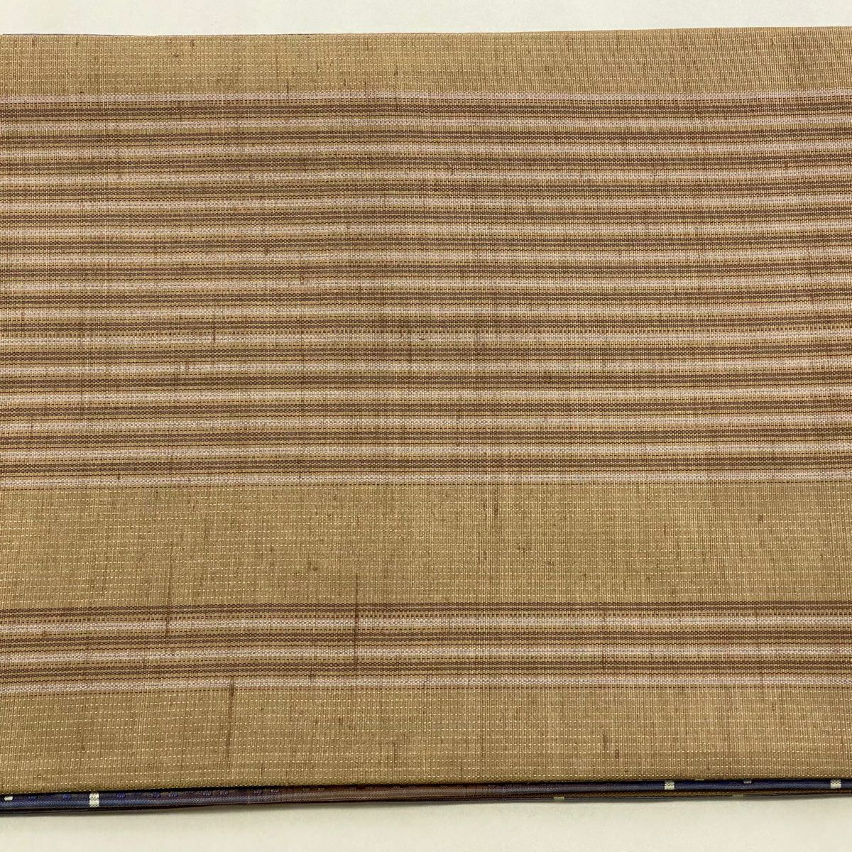 【美品】 袋帶 逸品級 縞紋 幾何圖案 紫 全通 純蠶絲