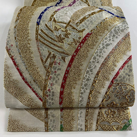 袋帶 秀品級 線捲 梅花 金絲 金金箔 金 六通 純蠶絲