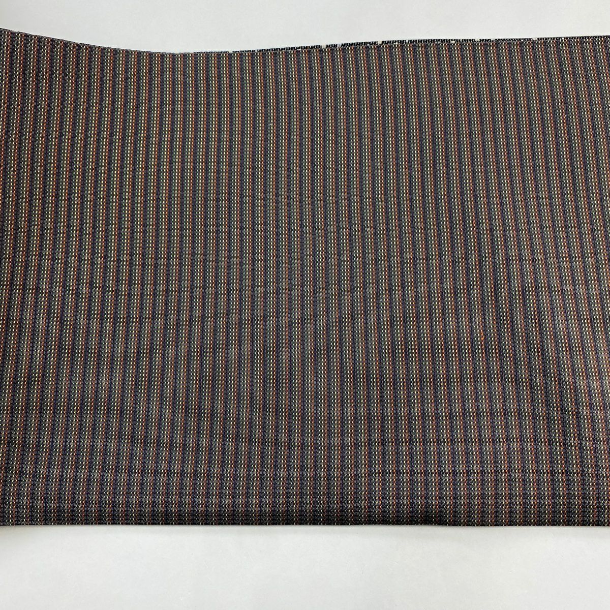 【美品】 袋帶 名品級 條紋 茶紫 全通 純蠶絲