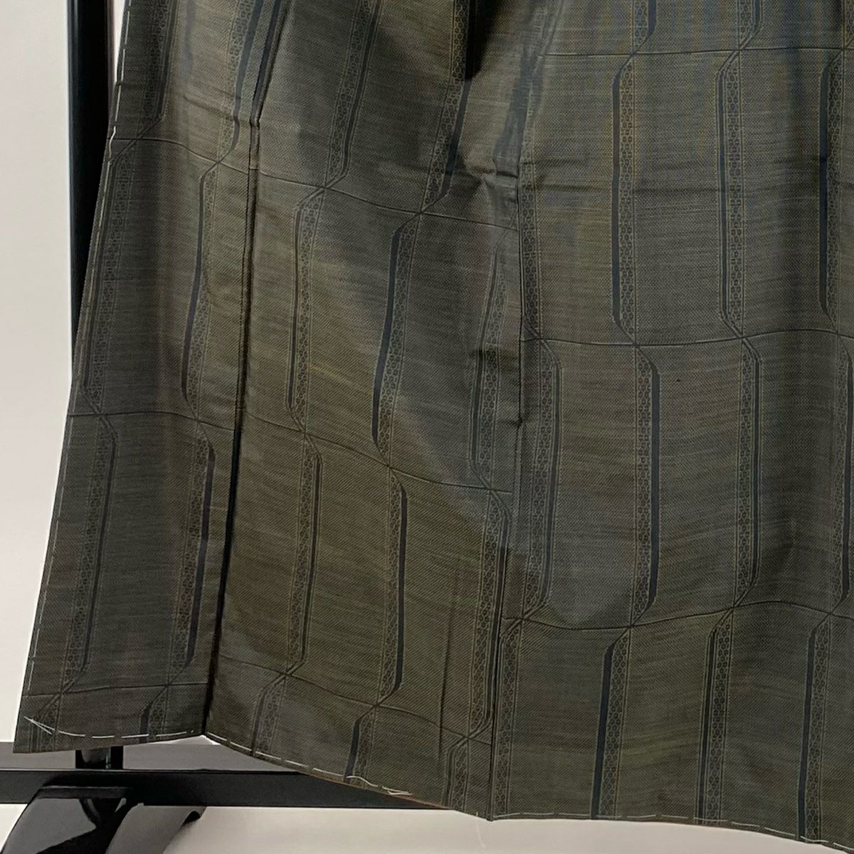 【美品】 紬織 身長160cm 袖長64.5cm M 雙層 幾何圖案 灰茶 純蠶絲 優品級