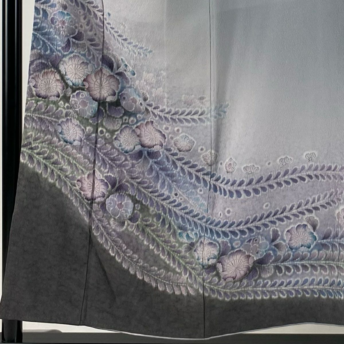【庫存清倉】訪問服 身長154cm 袖長62cm S 雙層 辻花染 染分 逐漸變色 灰紫 純蠶絲 名品級