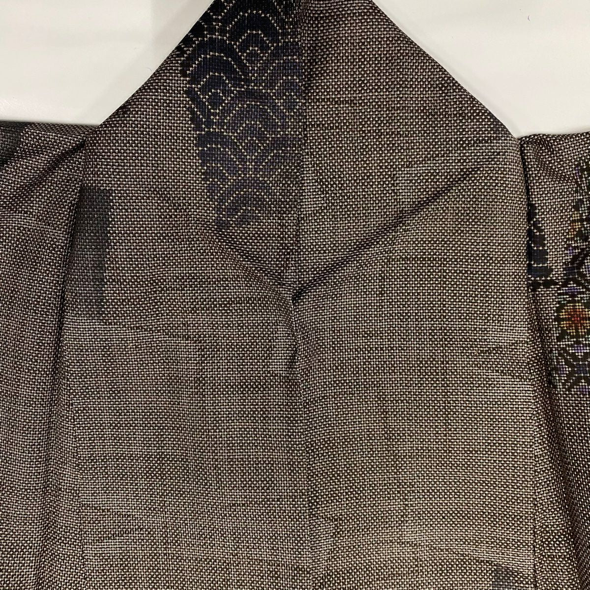 【美品】 紬織 身長160.5cm 袖長65.5cm M 雙層 大和 斜格子 青海波 焦茶 純蠶絲 秀品級