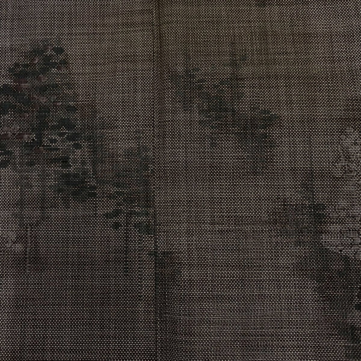 【美品】 紬織 身長161.5cm 袖長65cm M 雙層 色紙 樹木 灰茶 純蠶絲 秀品級