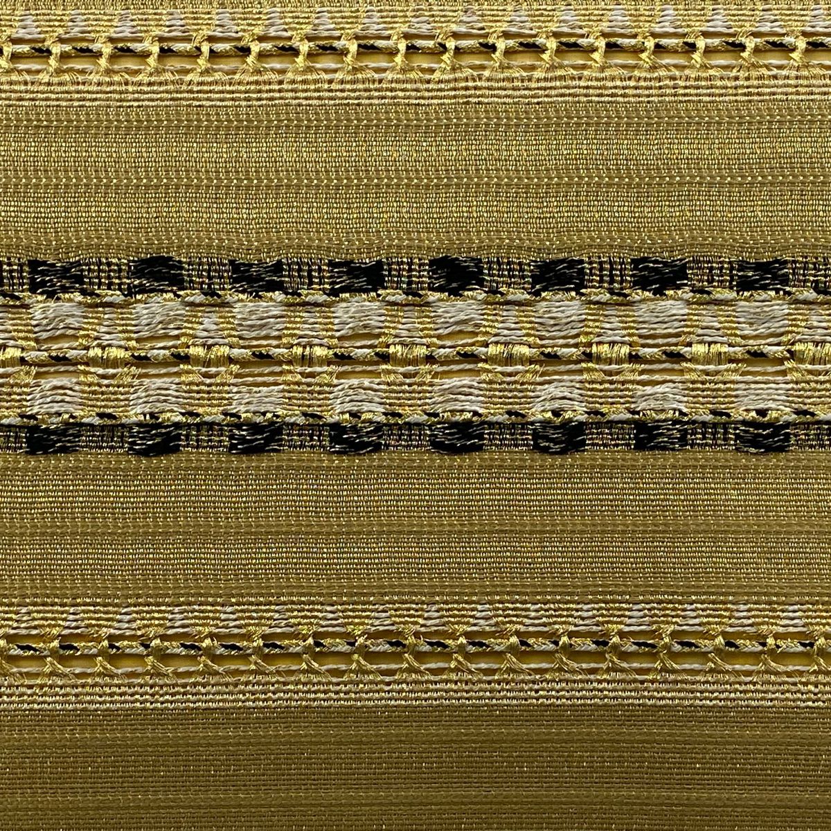 【美品】 袋帶 名品級 條紋 金絲 金色 大鼓圖案 純蠶絲