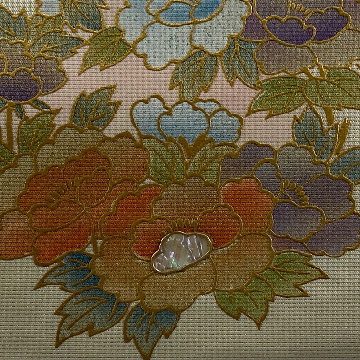 【美品】 名古屋帶 名品級 花丸紋 金銀彩 金金箔 米色 純蠶絲