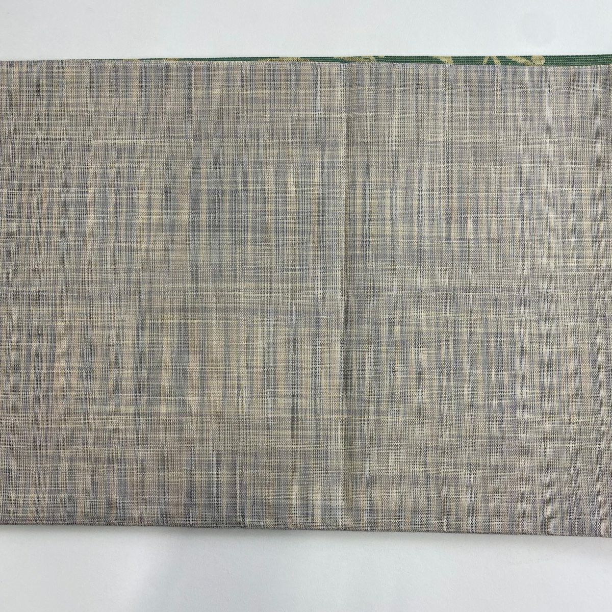 【美品】 袋帶 名品級 大和 唐草紋 幾何圖案 銀線 金金箔 灰綠 六通 純蠶絲