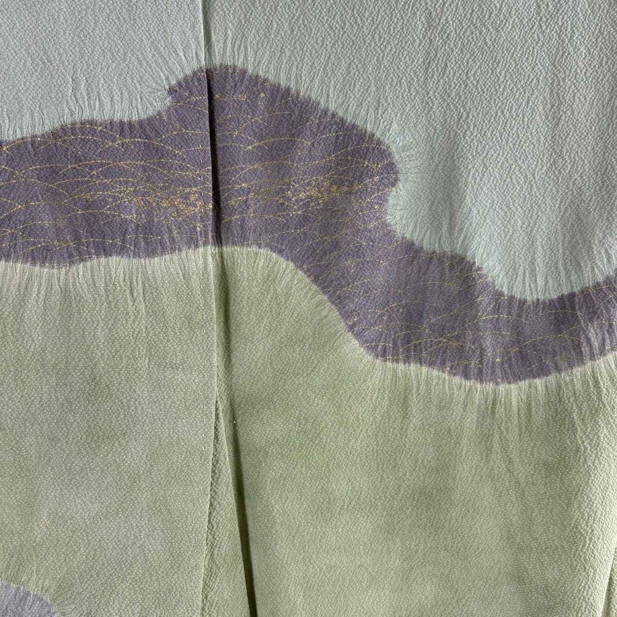 訪問服 身長154.5cm 袖長63cm S 雙層 滝泰 落款あり 辻花 松樹梅花 金銀彩 漸層 灰綠 純蠶絲 逸品級