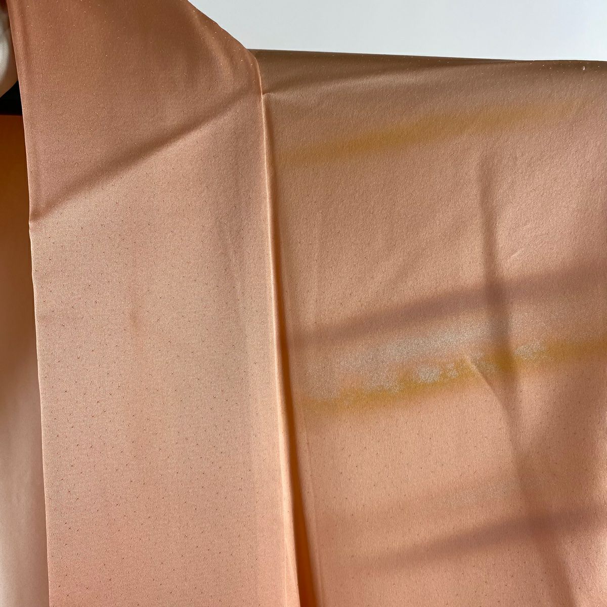 【美品】 付下 身長167cm 袖長65.5cm M 雙層 人間國寶 福田喜重 落款 秋草 霞刺繡 金銀彩 鮭粉色 純蠶絲 逸品級
