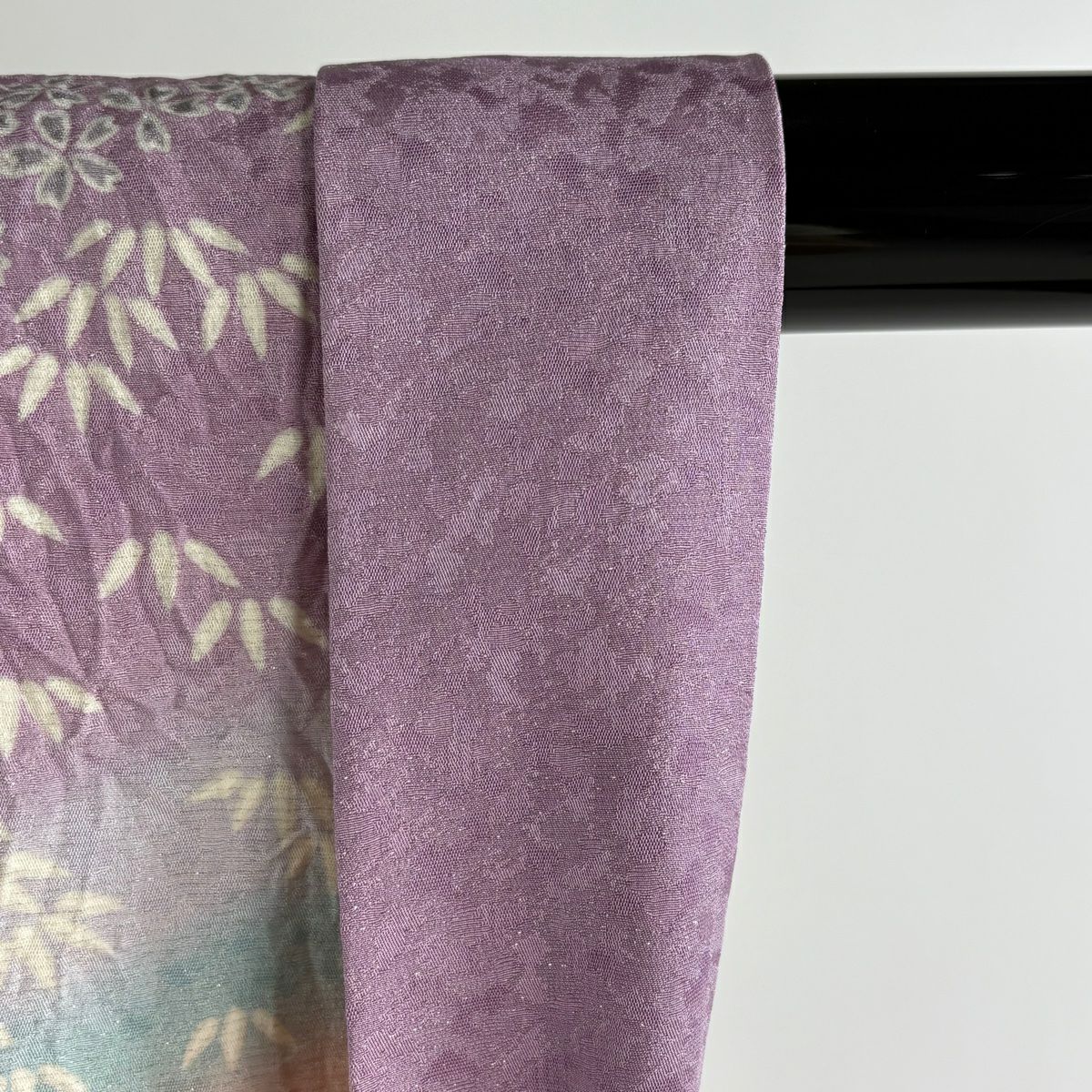 【美品】訪問服 身長155cm 袖長64cm M 雙層 櫻花 流水 金銀彩 刺繡 淺紫 純蠶絲 逸品級