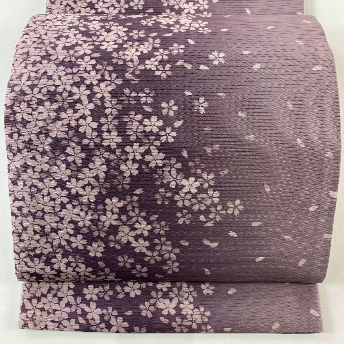 【庫存清倉】 袋帶 名品級 樱花 樱花花瓣 淡紫 全通 純蠶絲