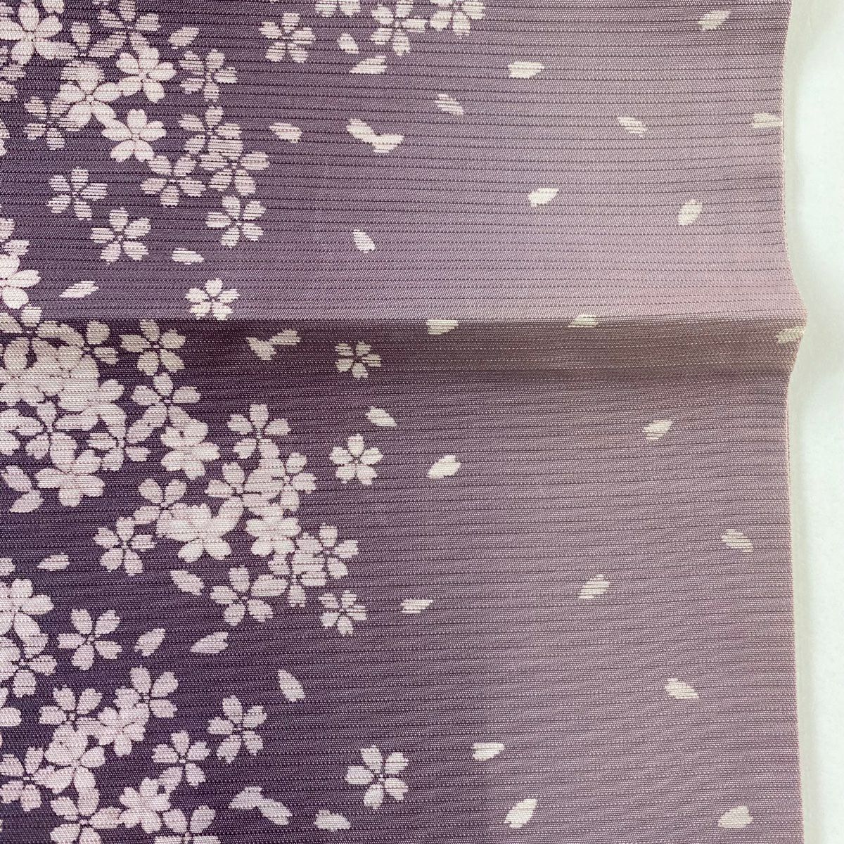 【庫存清倉】 袋帶 名品級 樱花 樱花花瓣 淡紫 全通 純蠶絲