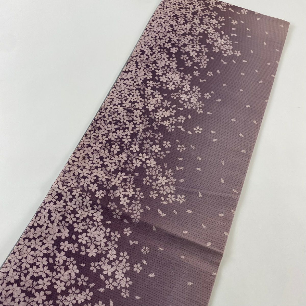 【庫存清倉】 袋帶 名品級 樱花 樱花花瓣 淡紫 全通 純蠶絲