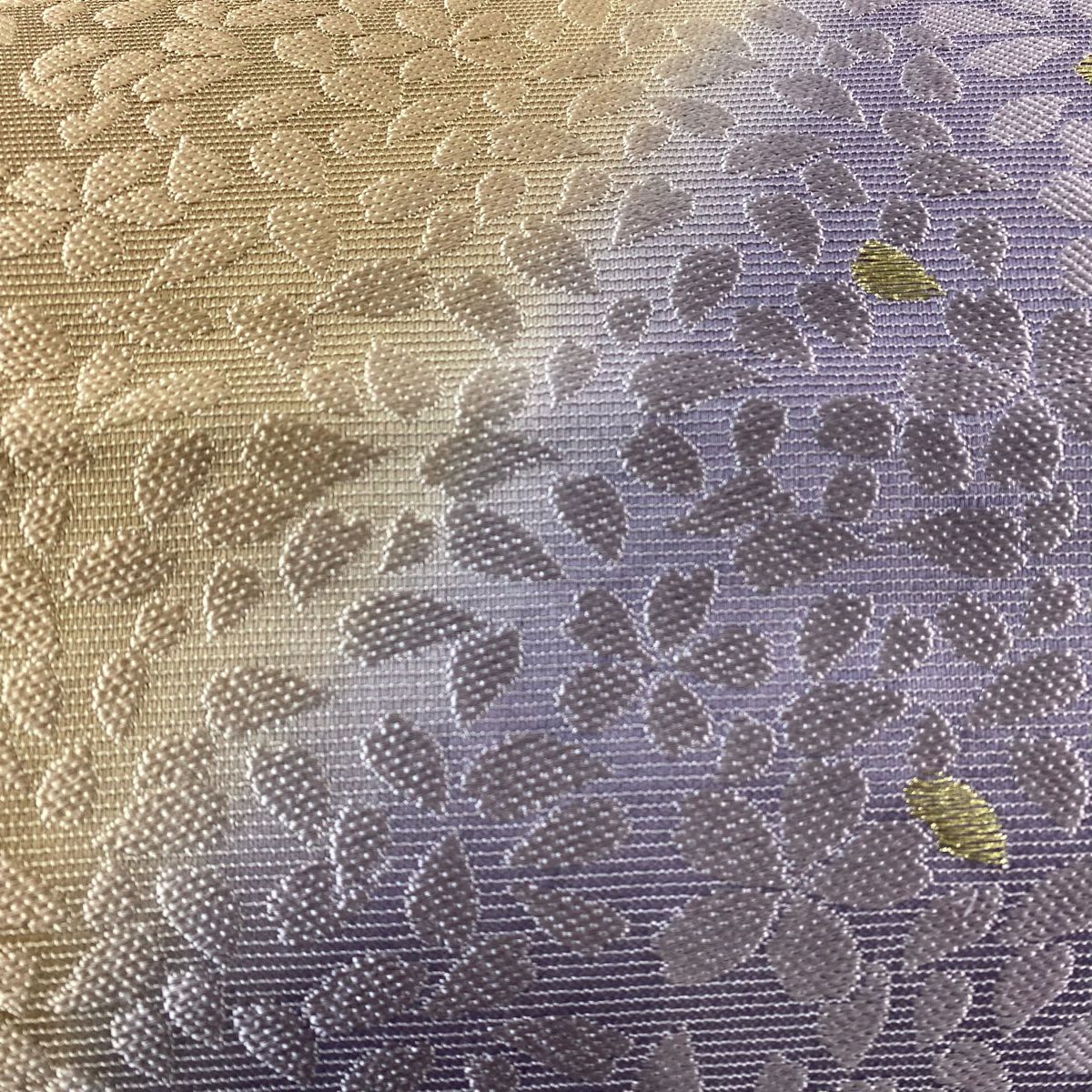 【庫存清倉】 袋帶 名品級 櫻花花瓣 金絲 淺紫 全通 純蠶絲