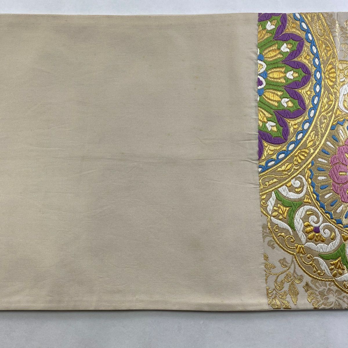 袋帶 逸品級 河合美術織物 關西仕立 京西陣織 華紋 草花紋紋 金絲 唐織 金 六通 純蠶絲