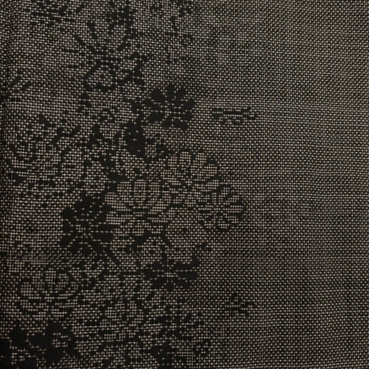 紬織 身長158cm 袖長65.5cm M 雙層 草花紋紋 焦茶 純蠶絲 秀品級