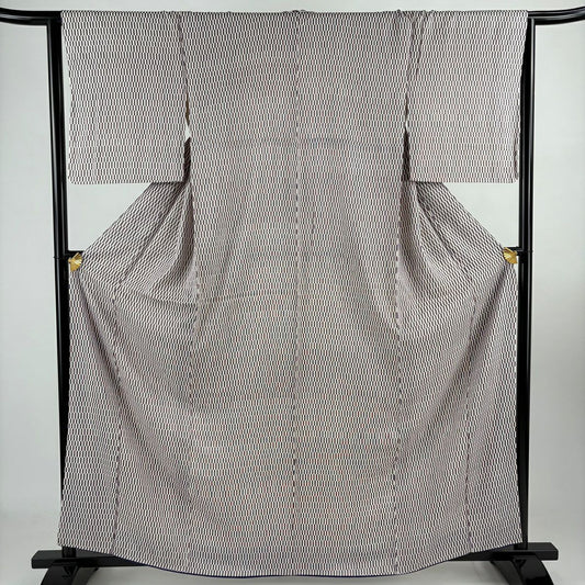 小紋 身長161.5cm 袖長64.5cm M 雙層 變化市松樹 紫 純蠶絲 優品級