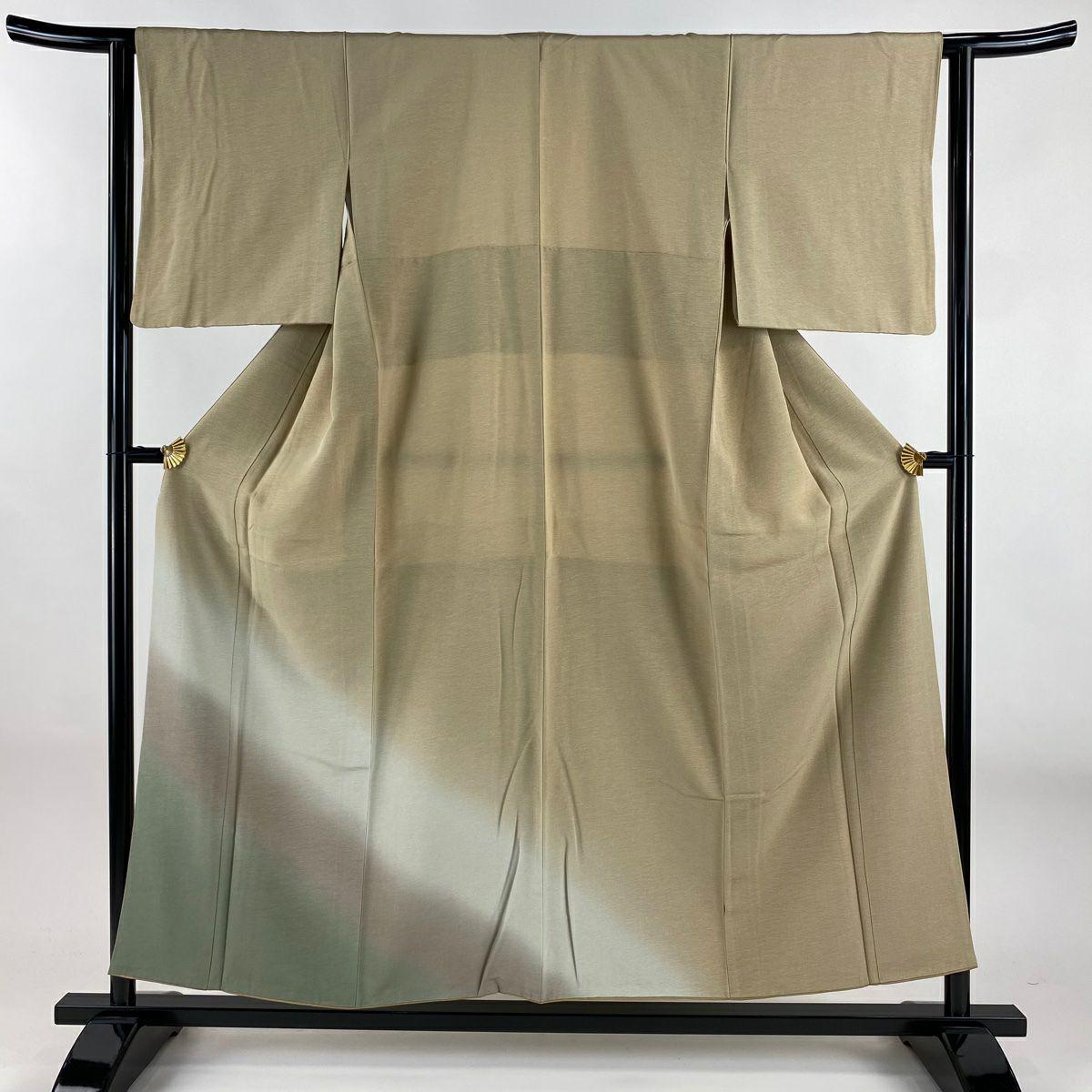 【美品】 付下 身長154cm 袖長63cm S 雙層 裾暈染圖案 淺茶 純蠶絲 優品級