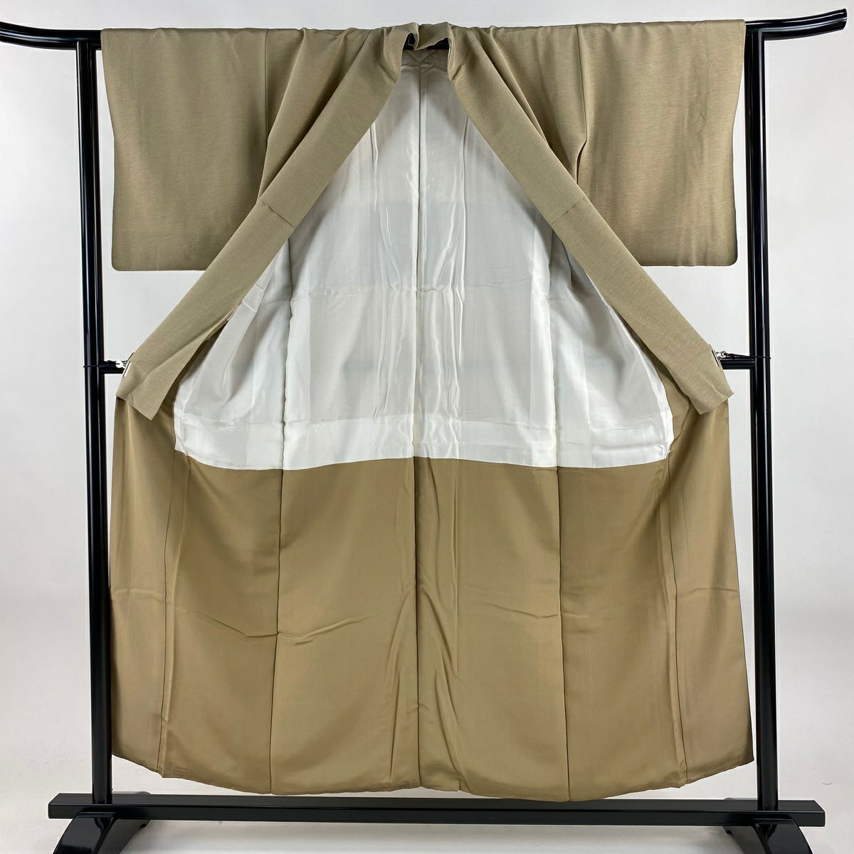 【美品】 付下 身長154cm 袖長63cm S 雙層 裾暈染圖案 淺茶 純蠶絲 優品級