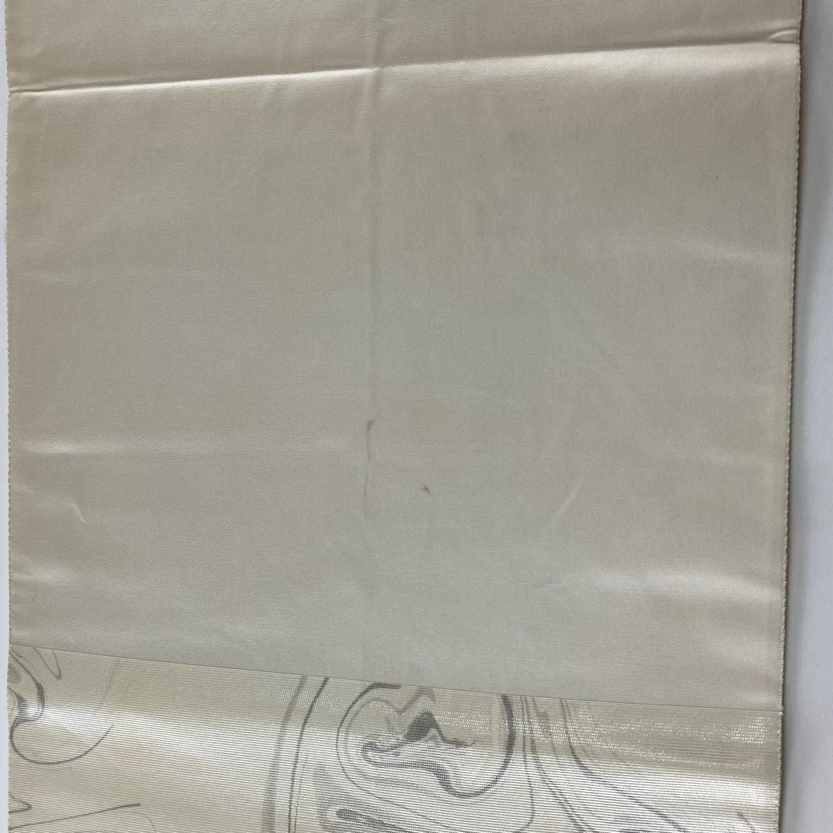 袋帶 秀品級 扇子面 菊花 金金箔 奶油色 大鼓圖案 純蠶絲