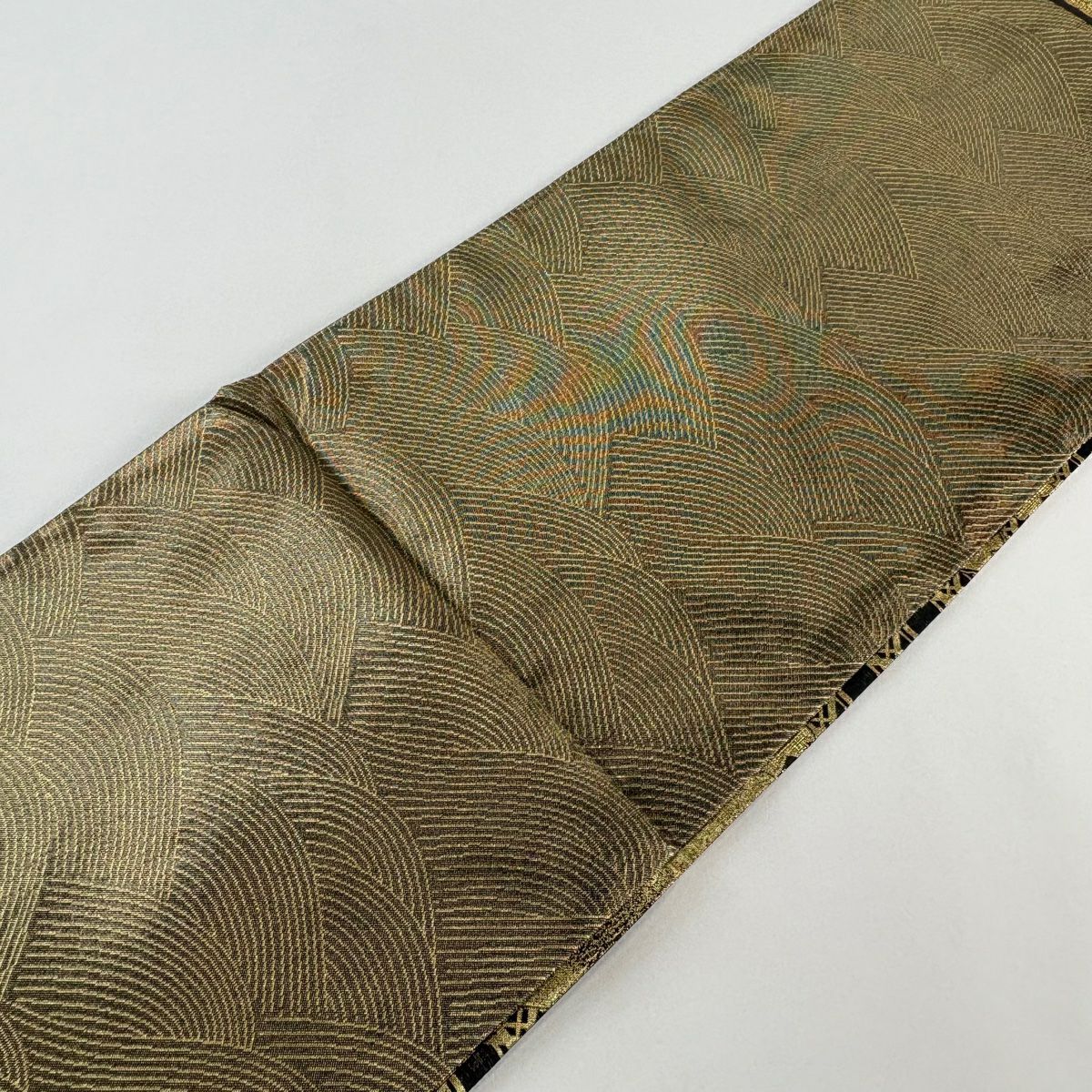 【美品】 袋帶 秀品級 櫻花 金線 金金箔 黑 六通 純蠶絲