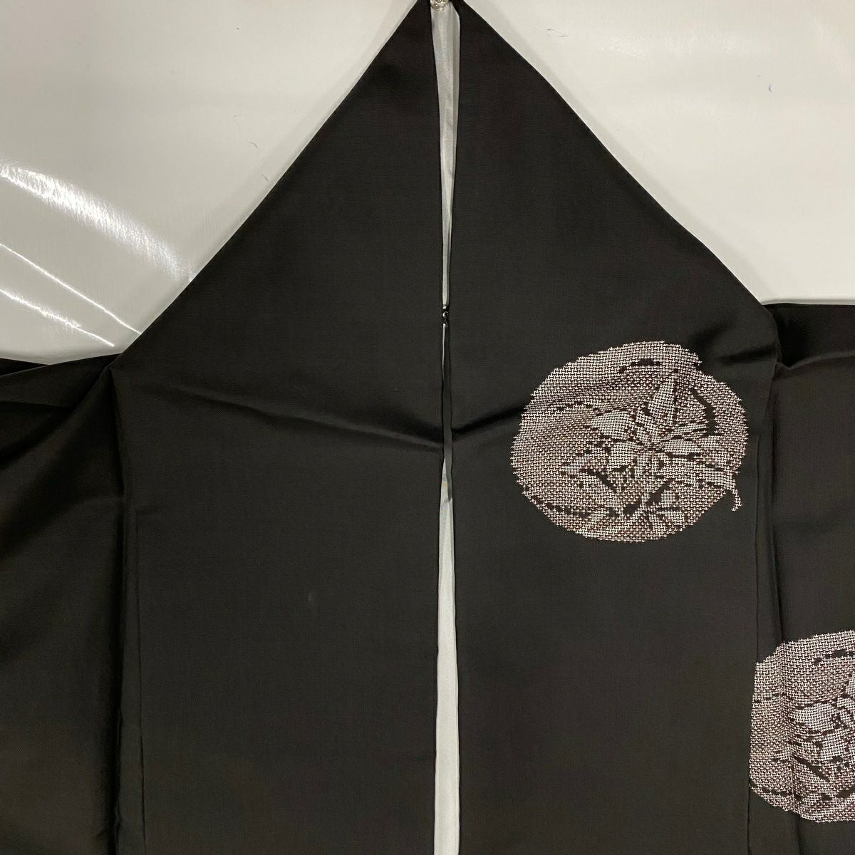 【美品】 紬織 身長161.5cm 袖長63.5cm S 雙層 花丸紋 焦茶 純蠶絲 名品級