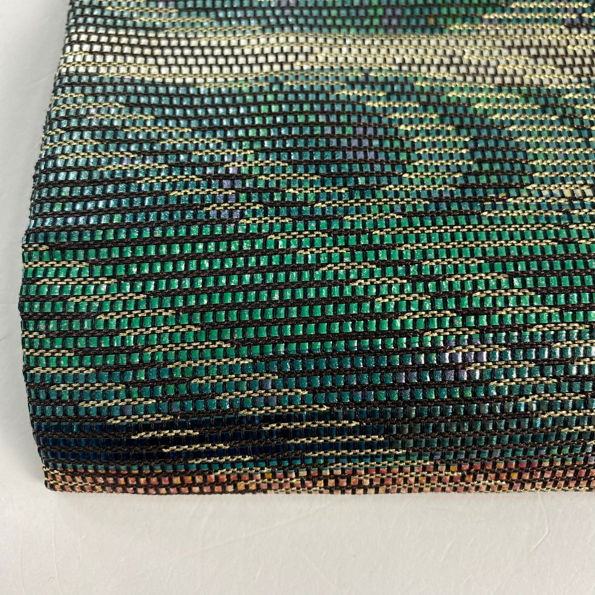 【美品】 袋帶 秀品級 波頭 霞 金糸 金金箔 綠 お太鼓圖案 純蠶絲