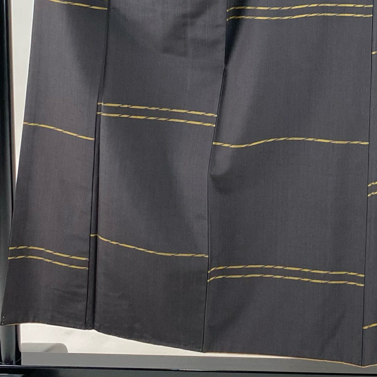 【美品】 紬織 身長154cm 袖長62cm S 雙層 段紋 墨 純蠶絲 秀品級
