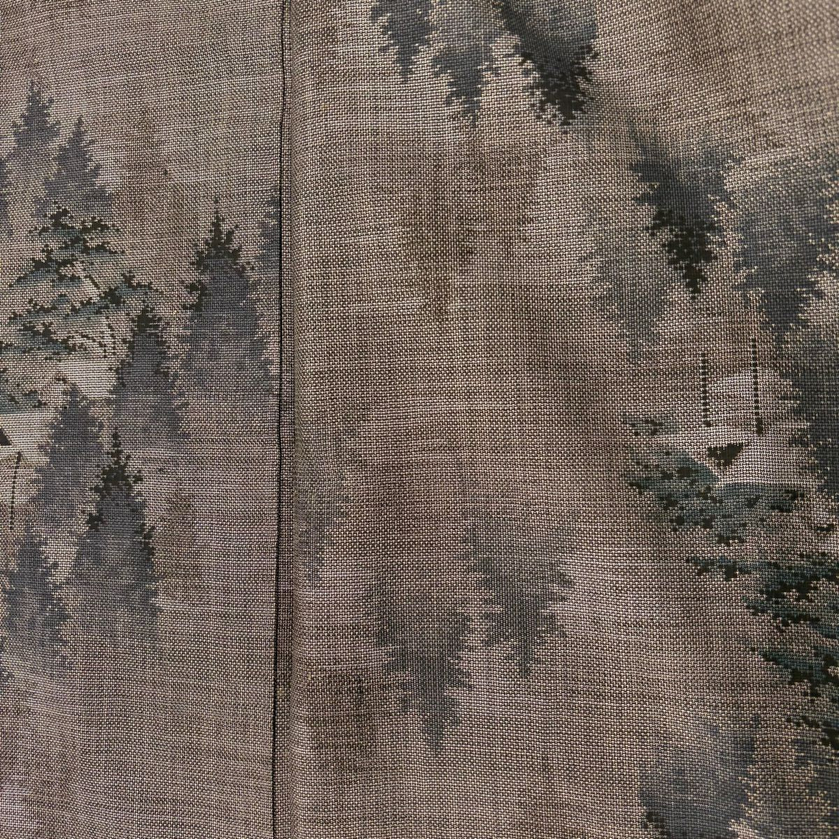 【美品】 紬織 身長160.5cm 袖長66cm M 雙層 大和 樹木 家屋 焦茶 純蠶絲 秀品級
