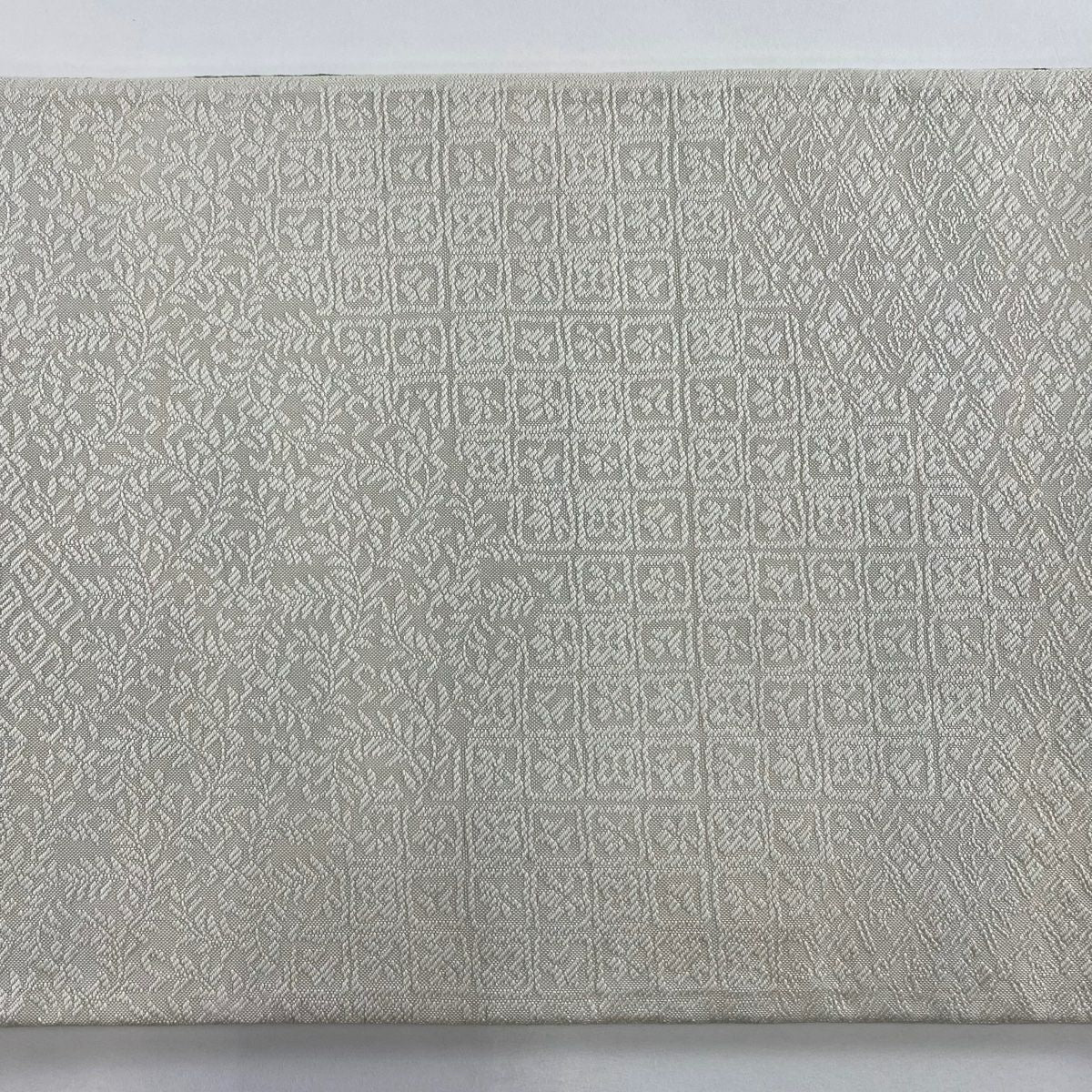 【美品】 袋帶 名品級 華紋 草花紋 金糸 刺繡 米色 全通 純蠶絲
