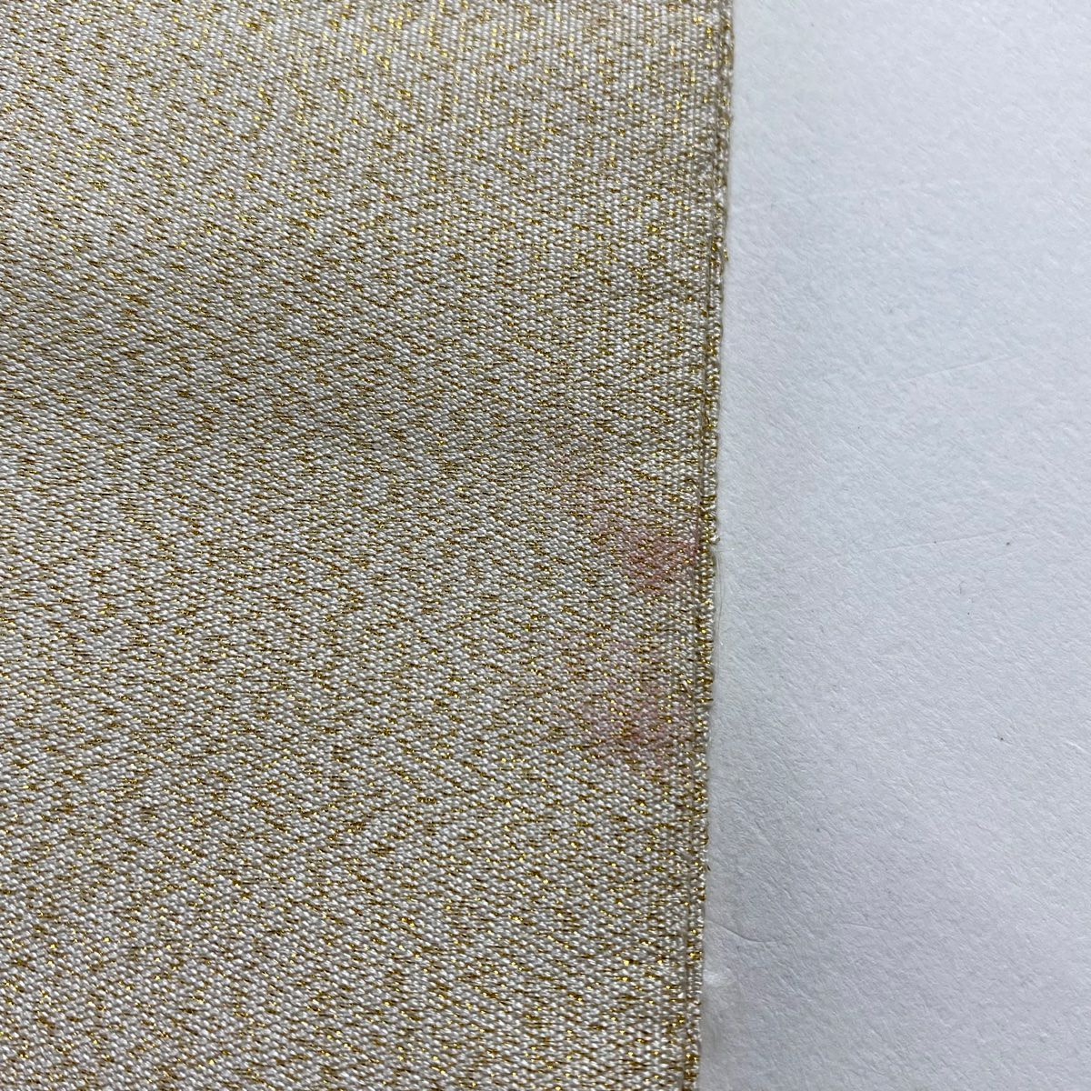 袋帶 名品級 帝王紫 附落款 扇子面 霞 金絲 金金箔 米色 大鼓圖案 純蠶絲