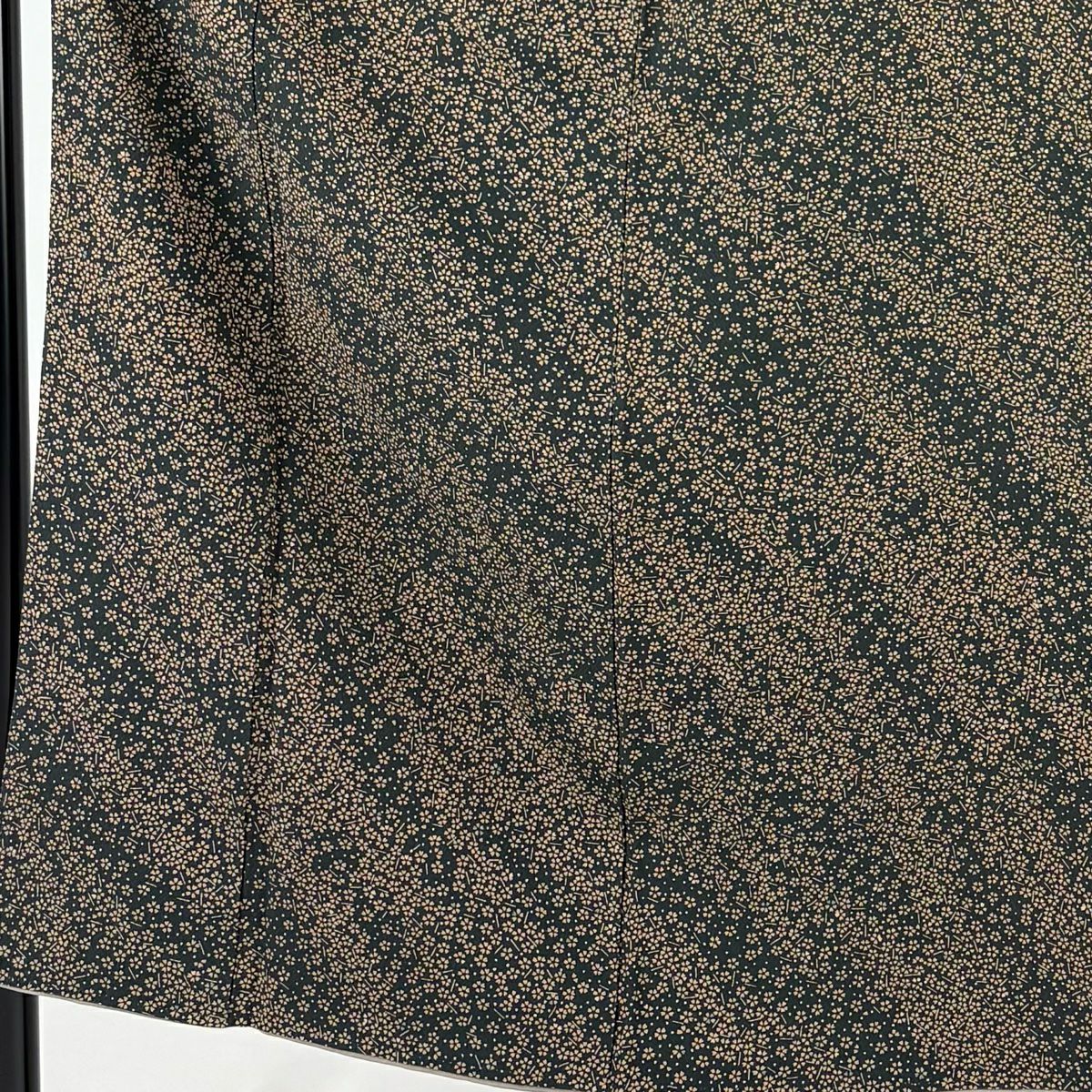 【美品】 小紋 身長150cm 袖長62cm S 雙層 櫻花 墨 黑 純蠶絲 秀品級