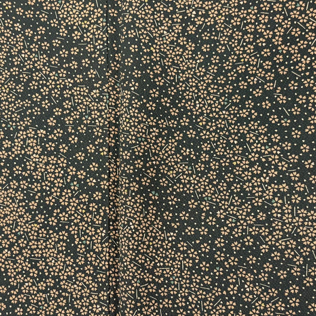 【美品】 小紋 身長150cm 袖長62cm S 雙層 櫻花 墨 黑 純蠶絲 秀品級