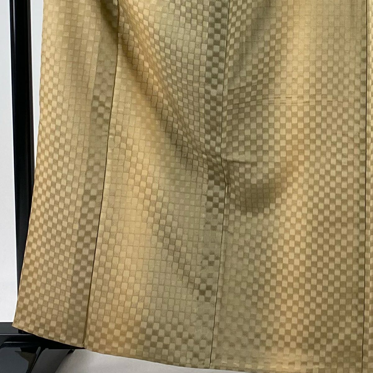 小紋 身長163.5cm 袖長64cm M 薄物 市松樹 縞 漸層 薄茶 純蠶絲 秀品級