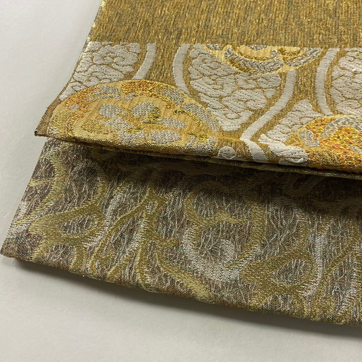 【美品】 袋帶 名品級 鳥 立涌 金銀彩 金色 六通 純蠶絲