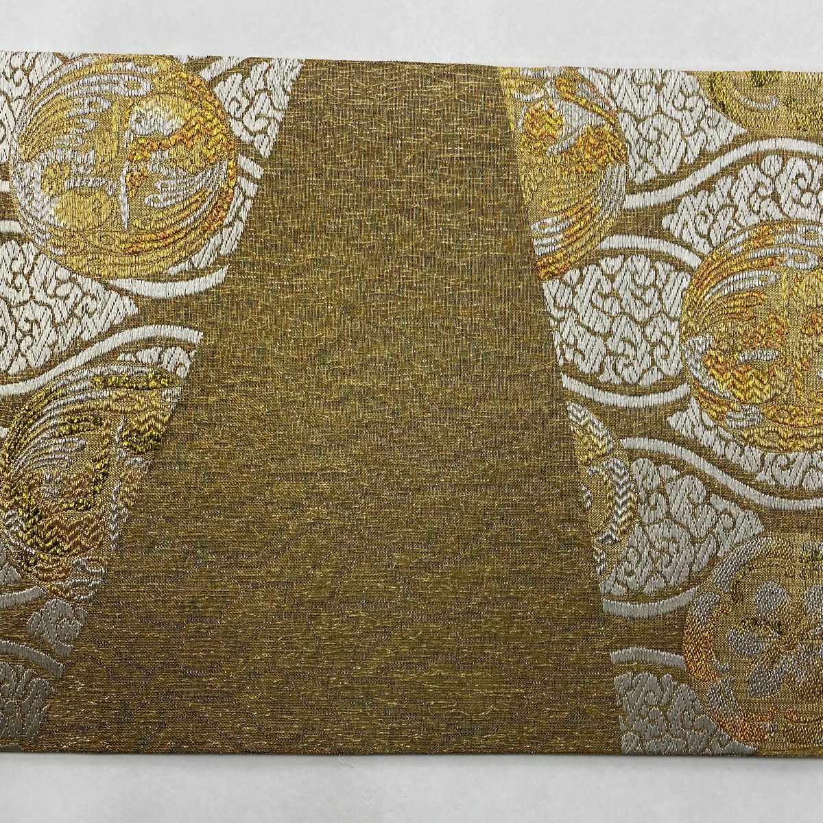 【美品】 袋帶 名品級 鳥 立涌 金銀彩 金色 六通 純蠶絲