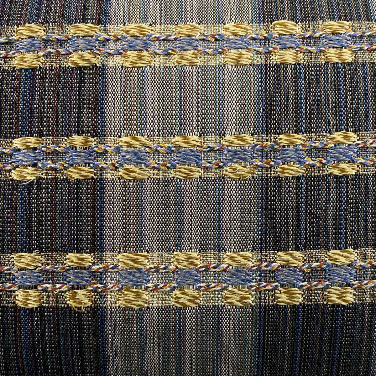【美品】 袋帶 名品級 縞 金絲 灰色 大鼓圖案 純蠶絲