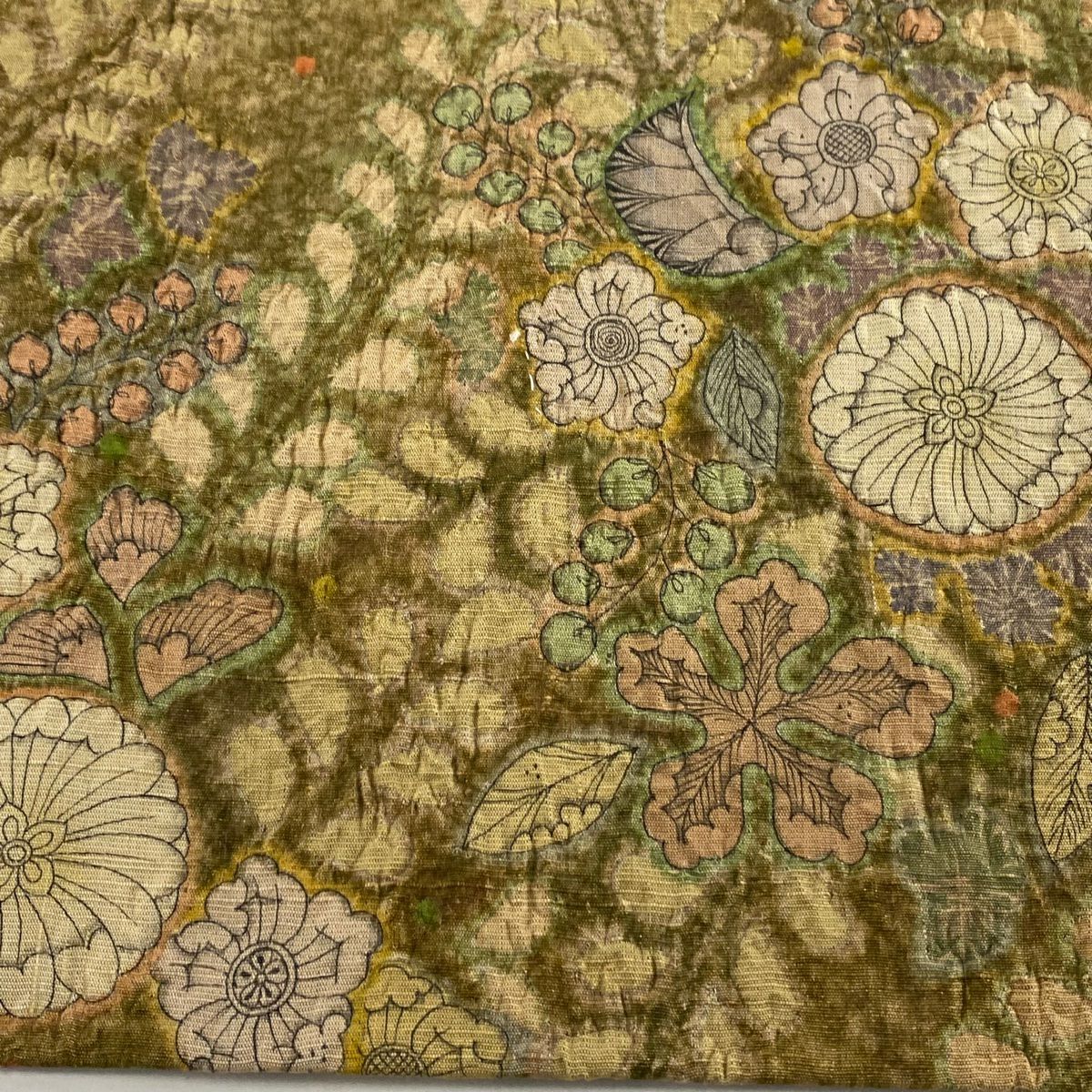 【美品】 袋帶 名品級 附落款 紬織織 辻花染 金絲 山吹茶 紅色 正蠶絲