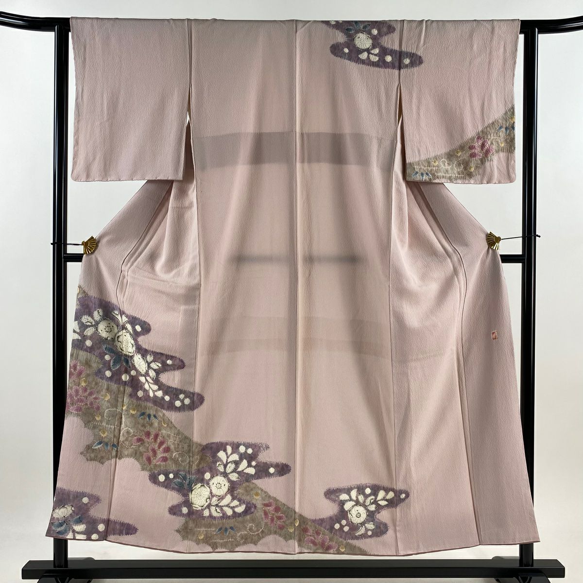 訪問服 身長152.5cm 袖長62.5cm S 雙層 滝泰 有落款 辻花染 霞 淡粉色 純蠶絲 名品級