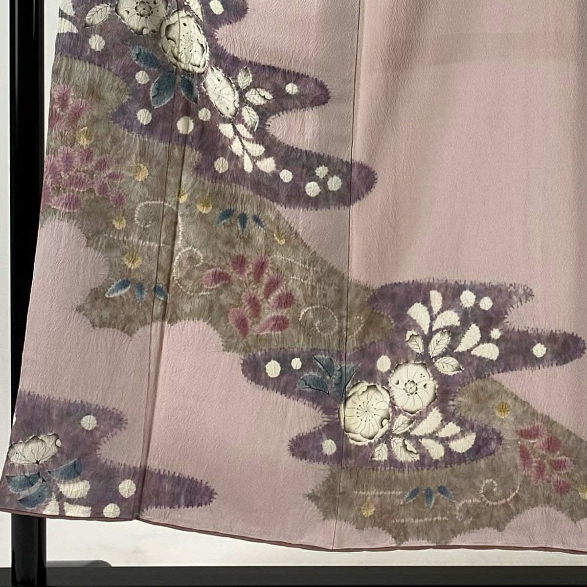 訪問服 身長152.5cm 袖長62.5cm S 雙層 滝泰 有落款 辻花染 霞 淡粉色 純蠶絲 名品級