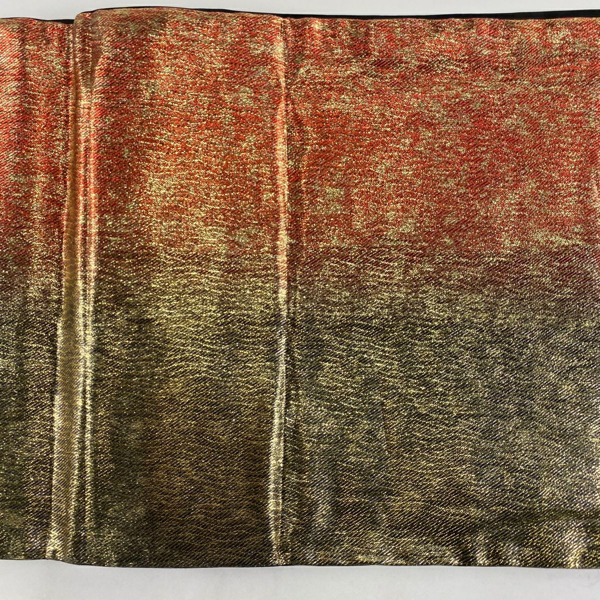 【美品】 袋帶 秀品級 扇子 花鳥 金金箔 金色 六通 純蠶絲