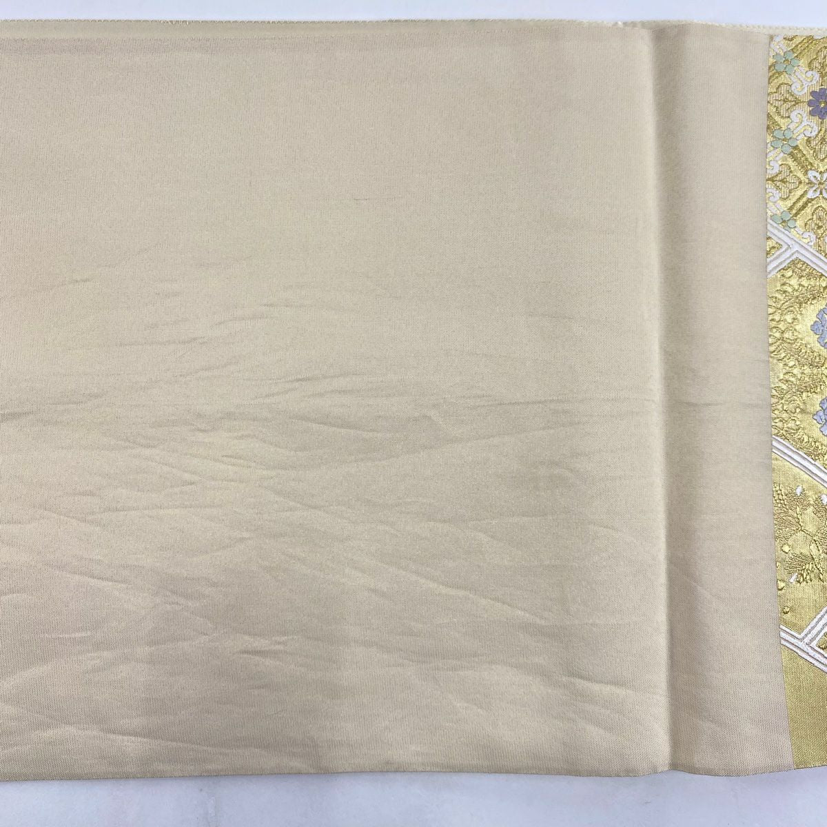 【美品】 袋帶 秀品級 關西仕立 華紋 七寶 金銀絲 金金箔 金色 六通 純蠶絲