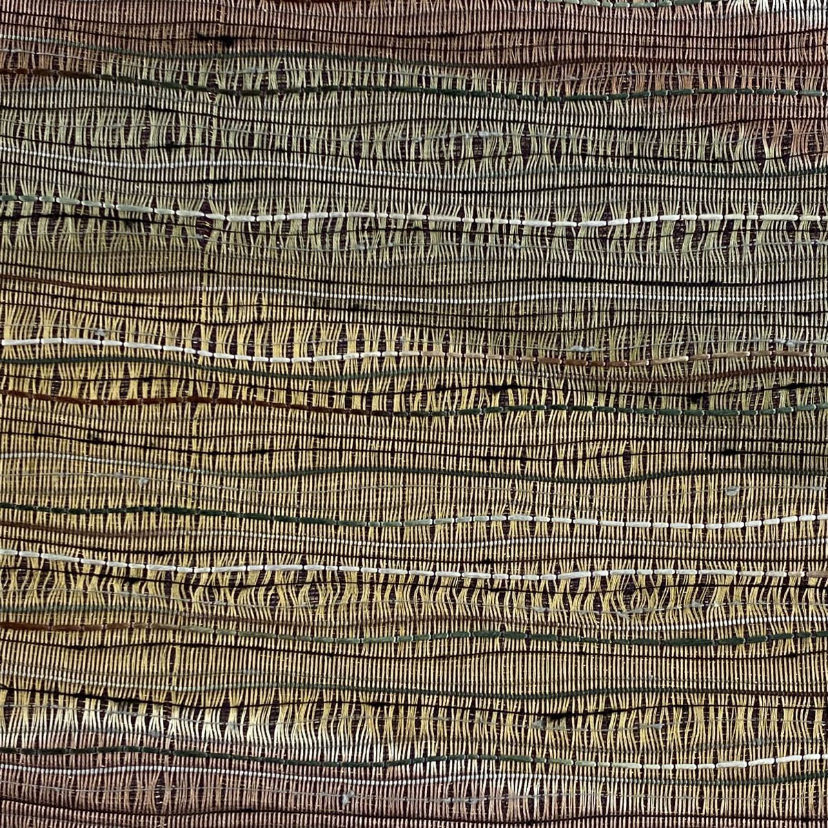 袋帶 秀品級 幾何圖案 金絲 灰綠 全通 純蠶絲